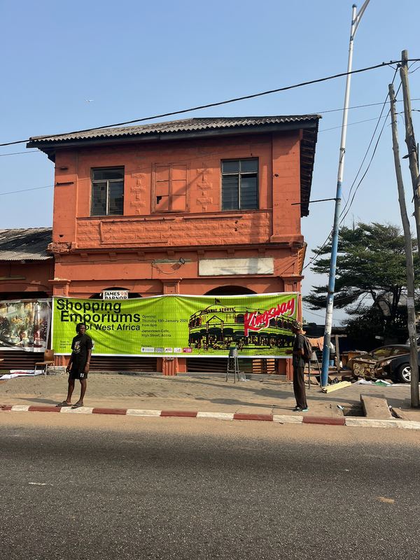 Street banner announcing the opening, High Street, Accra